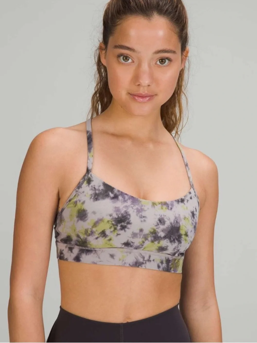 Lululemon Flow Y Nulu Bra *Light Support, A–C Cups Tie Dye Mauve Grey Multi 6